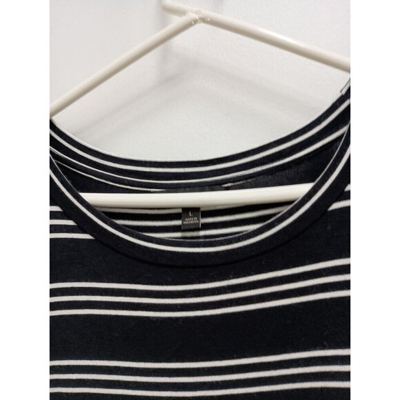 Banana Republic Womens T-Shirt Maxi Dress Large Black White Stripes Side Slit - Picture 5 of 11
